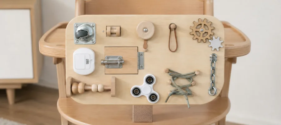 DIY Hochstuhl Beschaeftigungsboard bauen: Ideen fuer sensorisches Spielen
